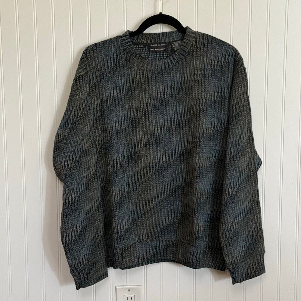 VTG Jhane Barnes woven japan wool sweater grandpacore sz XL
